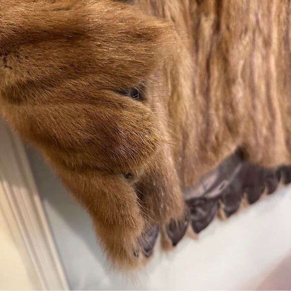 Vintage real mink cape with scalloped edges 1950s mink stole cape - Picture 6 of 13